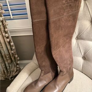 Tory Burch Brown Over the Knee Boots Suede